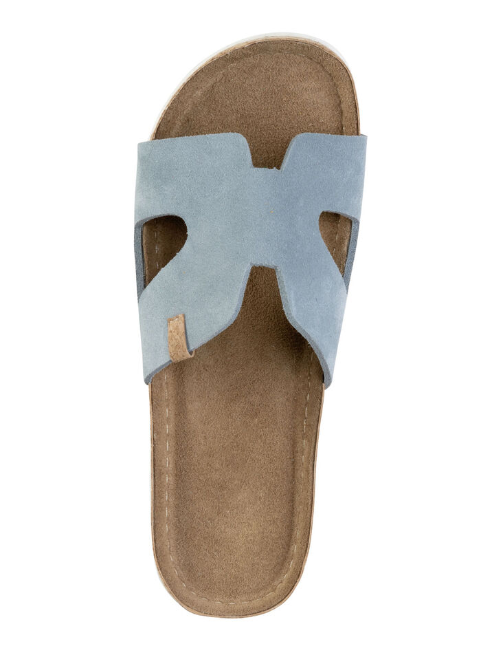 ELENA EDEN, sommerliche Damen-Pantoletten, aus Leder BLEU