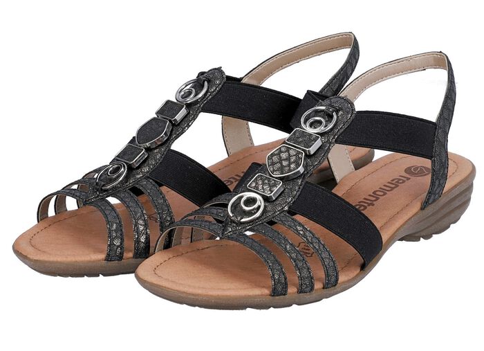 Remonte Riemchen-Sandalen mit Metallschmuck SCHWARZ