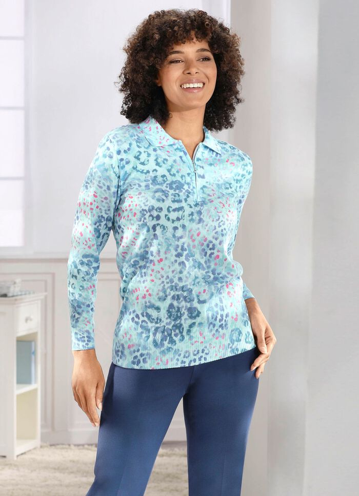 Pullover in weich flie&szlig;ender Qualit&auml;t EISBLAU-MULTICOLOR