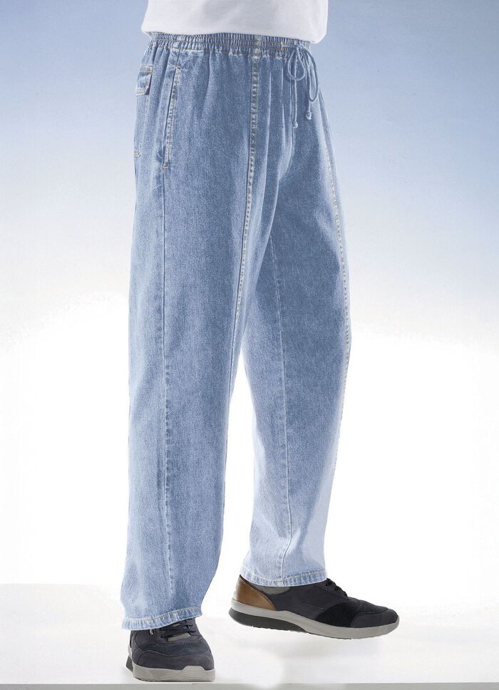Schlupfjeans mit Gummibund und Kordelzug in 4 Farben HELLBLAU