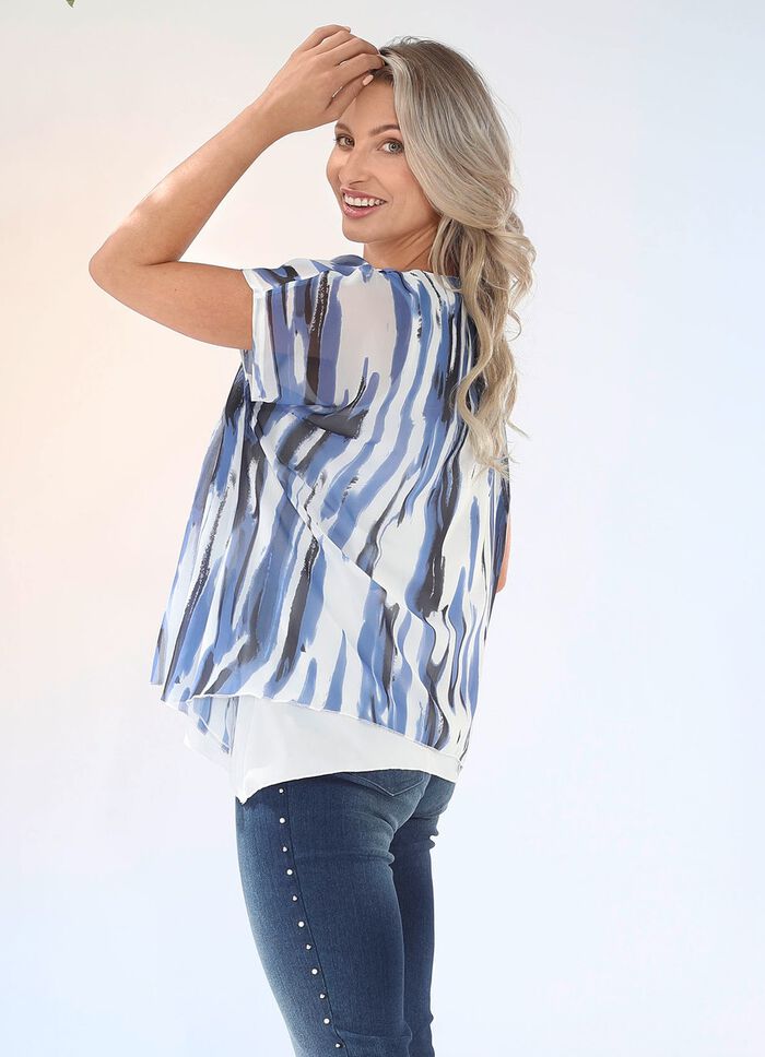 Doppellagiges Shirt mit silberfarbenen Pl&auml;ttchen 