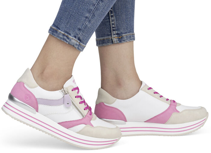 Remonte Schnür-Sneaker aus Nappaleder CREME-BUNT