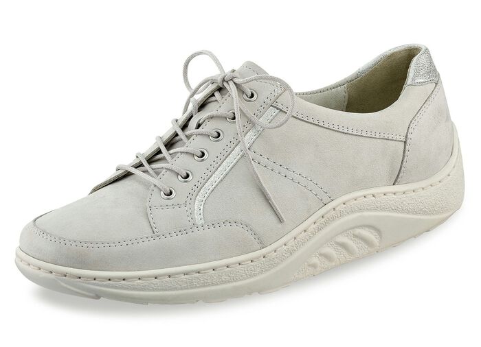 Waldl&auml;ufer Schn&uuml;rschuh mit edlen Metallicleder-Eins&auml;tzen PASTELLGRAU