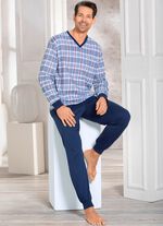 Schlafanzug mit V-Ausschnitt und B&uuml;ndchenabschl&uuml;ssen 