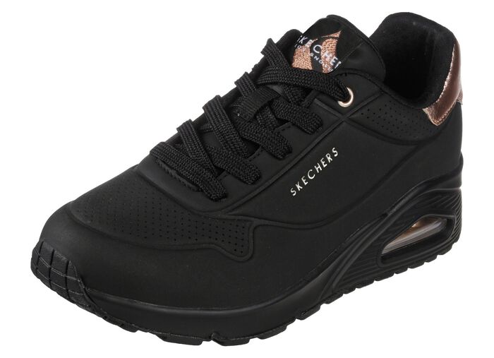 SKECHERS, bequeme Damen-Sneaker, mit sichtbarem Luftpolster SCHWARZ-GOLD