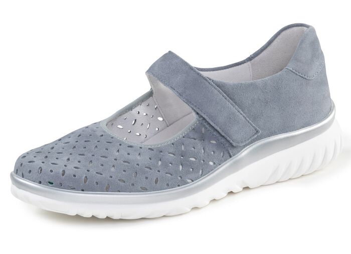 ELENA EDEN Spangenschuh aus Veloursleder mit luftigen Durchbr&uuml;chen BLEU