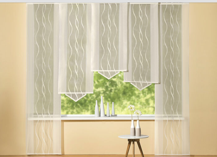 Schiebegardine mit dezentem Wellen-Dessin CHAMPAGNER