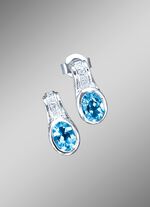 Massive Ohrstecker mit Blautopas und Zirkonia 