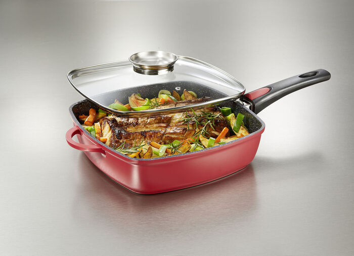 "King" Rechteckpfanne aus Aluguss ROT