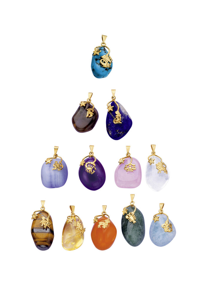 Sternzeichen-Anhänger mit echten Monats-Edelsteinen 