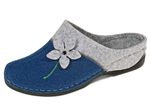 Laurina, klassische Damen-Hausschuhe, mit anatomisch geformtem Fu&szlig;bett EISGRAU-BLAU
