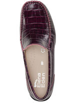 ELENA EDEN Mokassin-Slipper aus krokogeprägtem Chevreauleder BORDEAUX