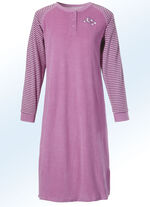 Nachthemd aus Frottierstretch, Langarm mit Knopfleiste und B&uuml;ndchen 