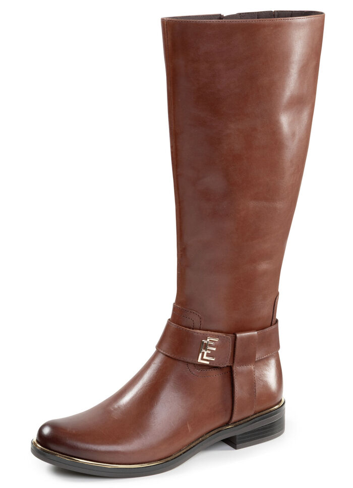 ELENA EDEN, trendige Damen-Stiefel, Winterschuhe, Weite G, mit Reißverschluss COGNAC