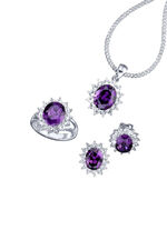 Schmuck-Set, 4-teilig mit Weißgoldauflage AMETHYSTLILA
