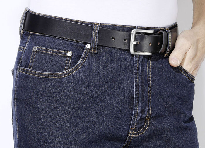 Klassicher Herren-Gürtel, aus Leder, 4 cm breit SCHWARZ