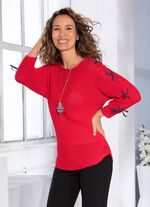 Pullover mit dekorativer Stoffbandzier 