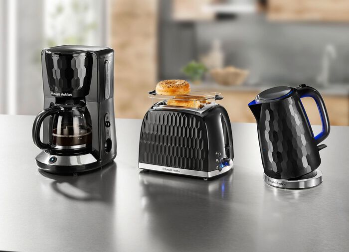Russell Hobbs Fr&uuml;hst&uuml;cksserie Honeycomb aus Hochglanz-Kunststoff SCHWARZ