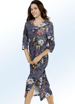 Nachthemd, wadenlang mit 3/4-langen &Auml;rmeln MARINE-BUNT