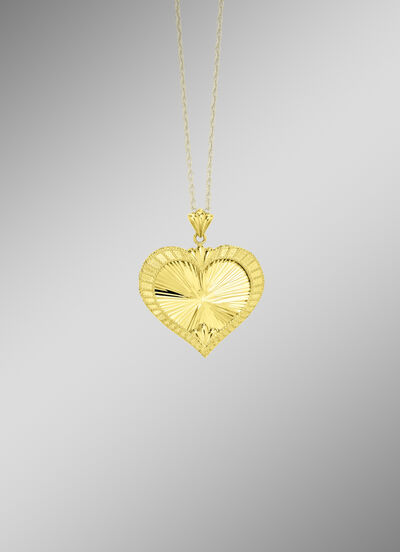 Diamantierter und satinierter Herz-Anhänger mit Struktur 