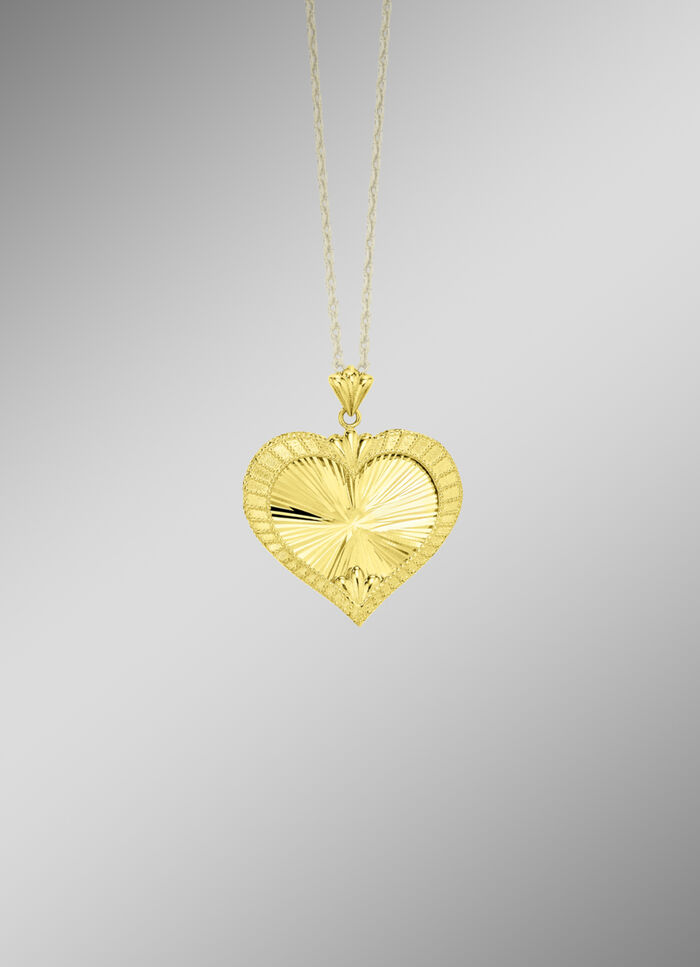 Diamantierter und satinierter Herz-Anhänger mit Struktur 