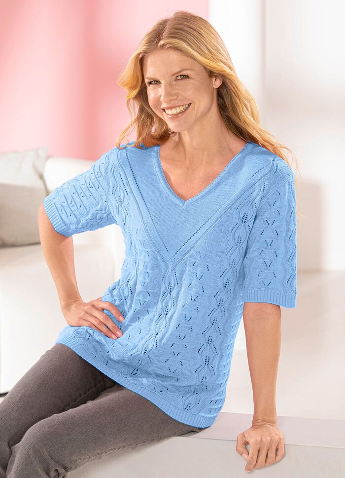 Pulli mit Ajour- und Strukturmuster BLEU