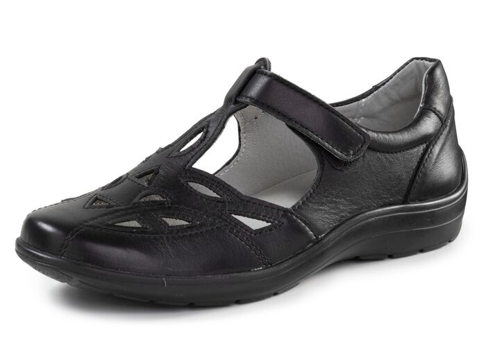 ELENA EDEN, sommerliche Damen-Slipper, Weite H, mit herausnehmbarem Fußbett SCHWARZ