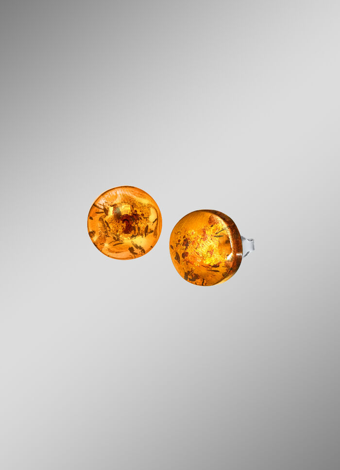 Unikate: Ohrstecker mit echtem, cognacfarbenem Bernstein 