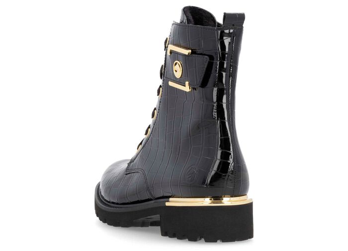 Remonte, stylische Damen-Stiefeletten, Winterschuhe, Weite G, mit herausnehmbarem Fu&szlig;bett SCHWARZ-GOLD