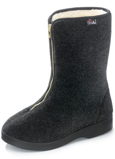 Warme Damen-Hausschuhe, Weite H, mit Rei&szlig;verschluss 