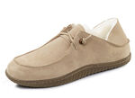 Gefütterte Herren-Slipper, Winterschuhe, mit Lammfell BEIGE