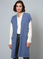 Long-Strickweste aus Kaschmir JEANSBLAU