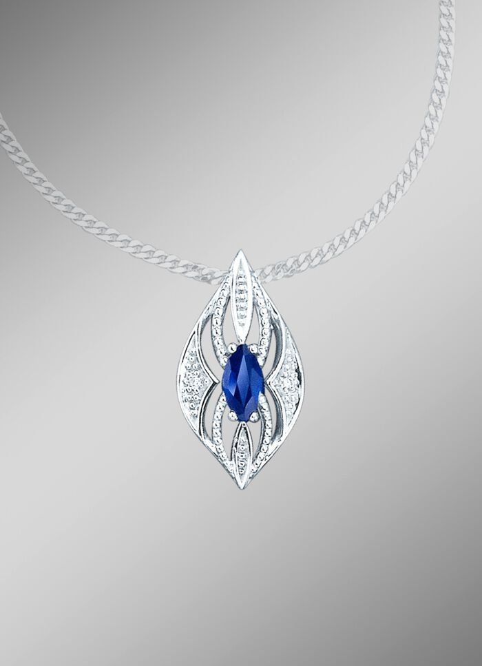 Anh&auml;nger mit Brillanten und echter blaue Safir 