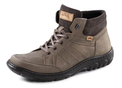 Schn&uuml;r-Boot aus Nubuk- und Veloursleder 