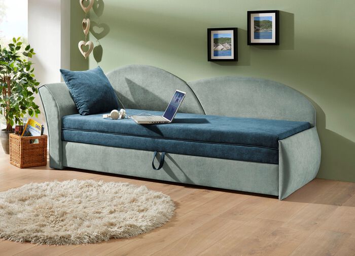 Schlafsofa mit Bettkasten und 1 Dekokissen 