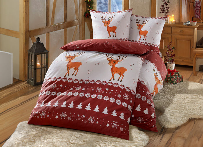 Flanell-Bettw&auml;sche-Garnitur mit Rei&szlig;verschluss 