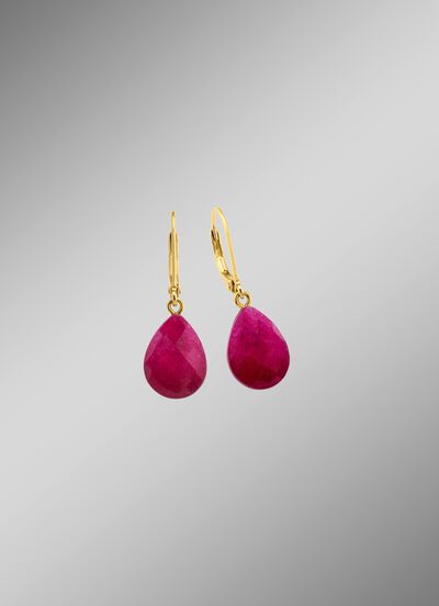 Tropfen-Ohrringe mit Rubin 