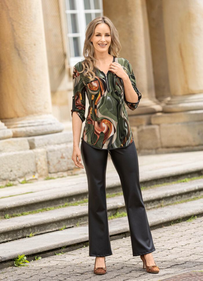 Shirt-Tunika mit Lederimitat-Besatz 