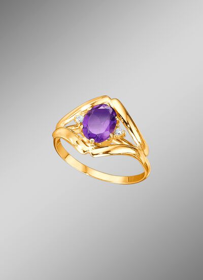 Damenring mit echt Amethyst 
