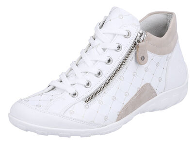 Remonte Schnür-Bootie aus bedrucktem und metallisch schimmerndem Synthetikmaterial 