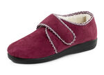 Warme Damen-Hausschuhe, Weite H, mit Klettverschluss BORDEAUX