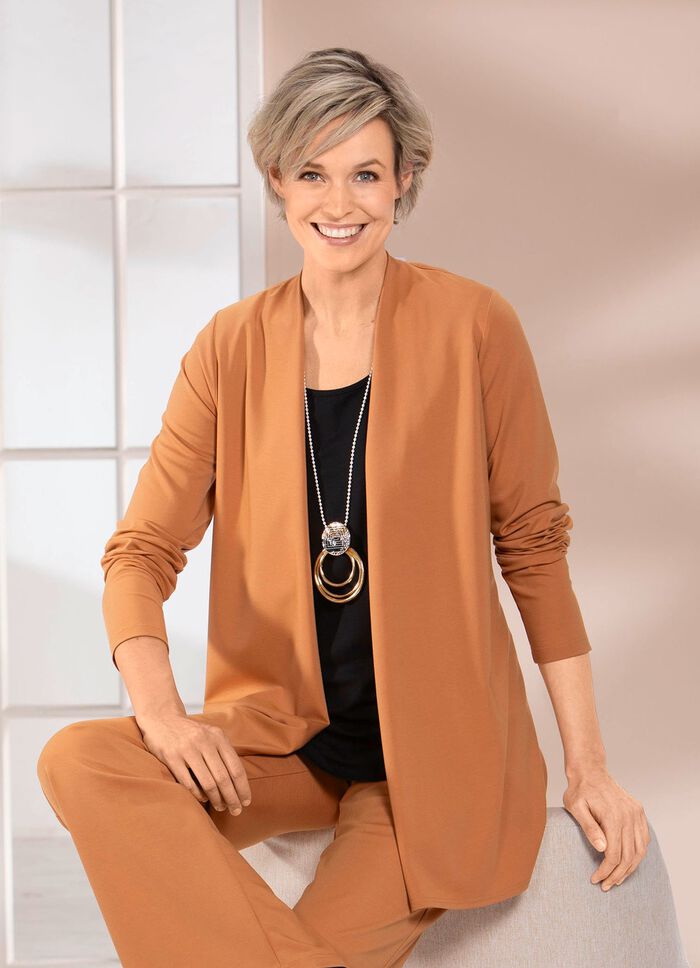 Shirtjacke in verschlussloser Form in 4 Farben CAMEL