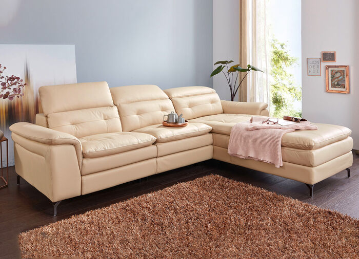 Leder-Polsterecke mit Relax-Funktion BEIGE