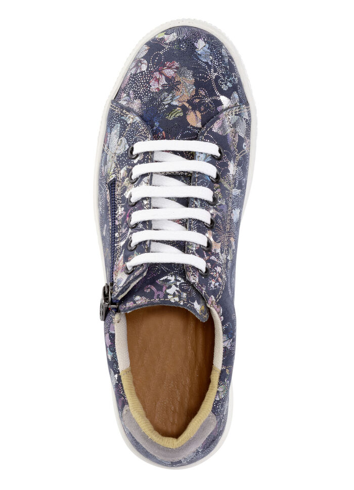 ELENA EDEN Schn&uuml;rschuh aus effektvoll bedrucktem Nubukleder BLAU