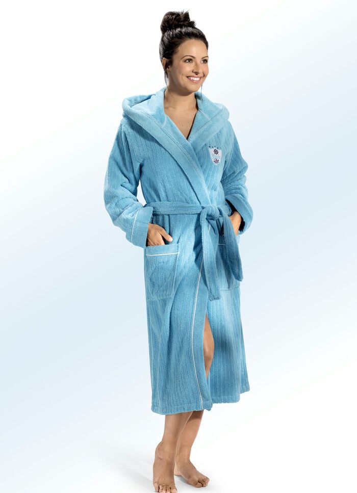 Bademantel mit Kapuze TÜRKIS