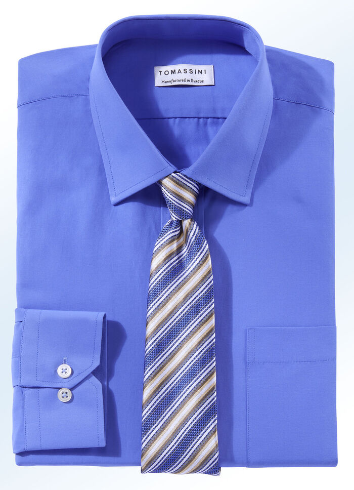 Hemd mit Brusttasche in 5 Farben und 2 &Auml;rmell&auml;ngen MITTELBLAU