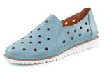 ELENA EDEN Slipper aus weichem Nappaleder mit Lochungen BLEU