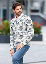 Modischer V-Pullover mit Intarsienmuster 