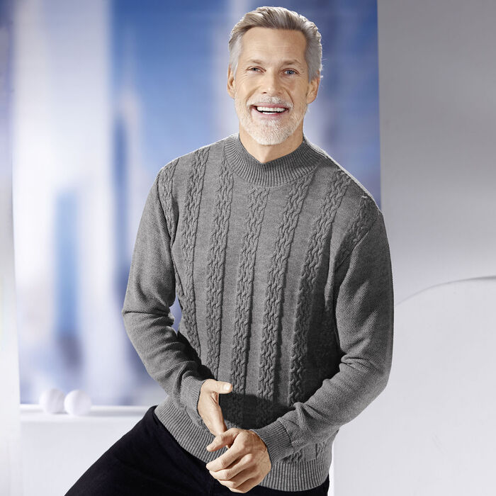Modischer Pullover mit Stehkragen in 3 Farben GRAU