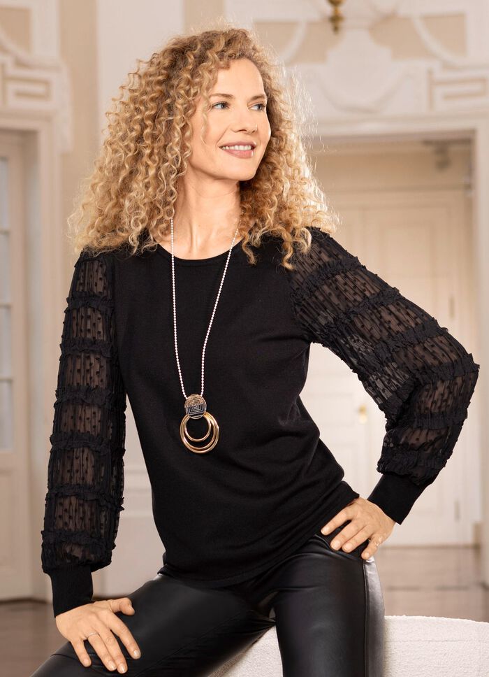 Pullover mit Chiffon-&Auml;rmeln 